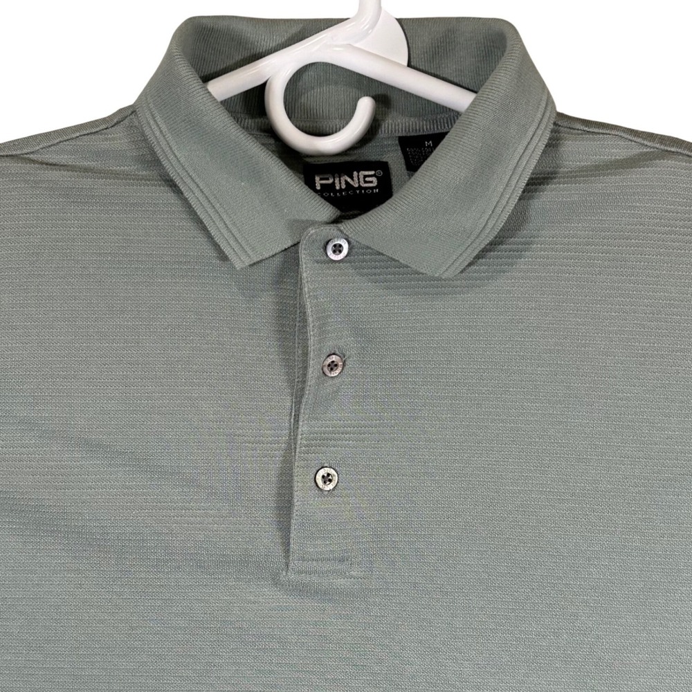 Ping Collection Mens Sage Green Textured Golf Polo Shirt Size Medium